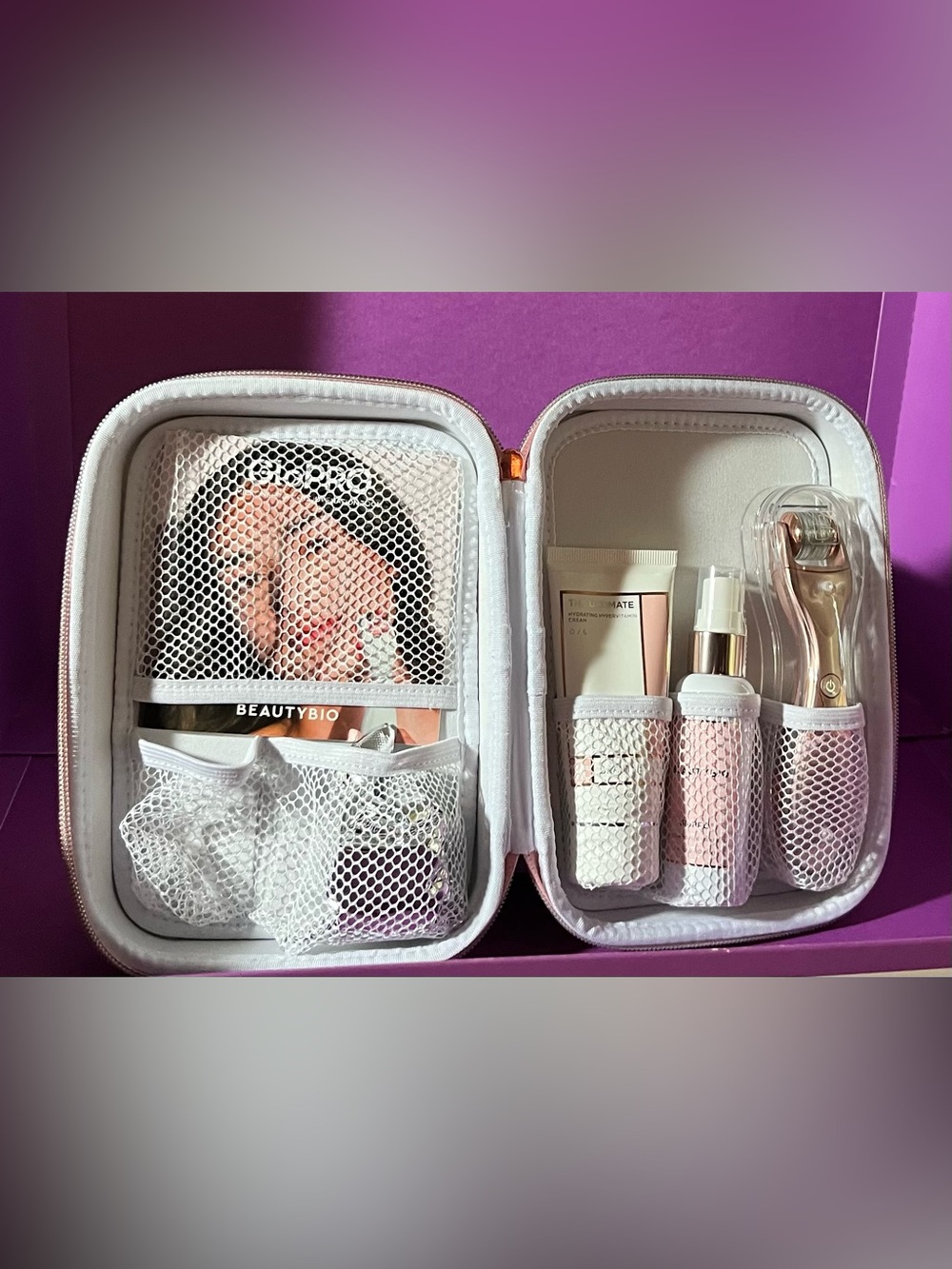 BEAUTY-BIO Pink GLO-PRO  Micro-Needling tool, Case and accessories.(NWOT)